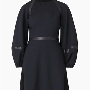 Shoshanna Elsy Vegan Leather-Trim Dress NWT